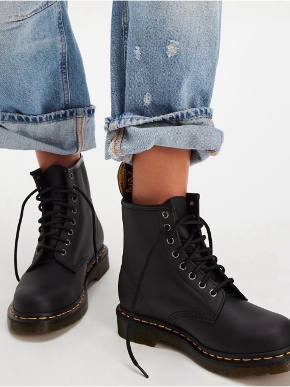 New Dr Martens 1740 Lace Up Boots Black Napa Leather Women’s 10 EU 42